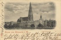 Der Schweriner Dom vom Pfaffenteich 1898