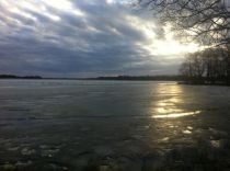 Schweriner See im Winter, Sonnenuntergang