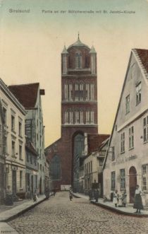 Stralsund, Böttcherstraße mit Jakobikirche