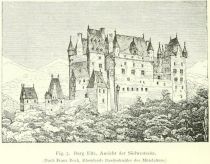 Fig. 5. Burg Eltz. Ansicht der Südwestseite. (Nach Franz Bock, Rheinlands Baudenkmäler des Mittelalters.) 