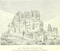 Fig. 6. Burg Eltz, nordwestliche Seite. (Nach Franz Bock, Rheinlands Baudenkmäler des Mittelalters.) 
