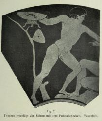 007. Theseus erschlägt den Skiron mit dem Fußbadebecken, Vasenbild