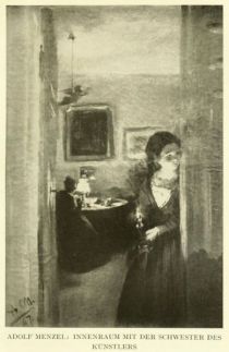 044 Innenraum mit der Schwester des Künstlers. Adolph von Menzel (1815-1905)