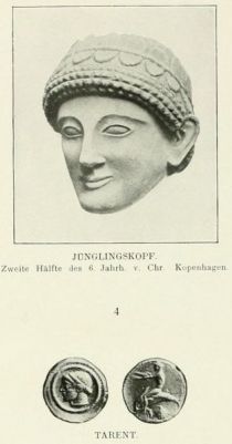 004. Jünglingskopf, Zeite Hälfte des 6. Jahrhunderts v. Chr. Kopenhagen, Tarent