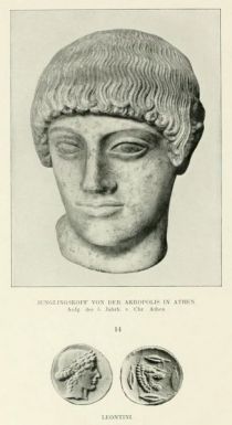 014. Jünglingskopf von der Akropolis in Athen. Anfg. des 5. Jahrhunderts v. Chr. Athen, Leontini