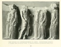 038. Vom Ostfries des Parthenontempels in Athen. Pentilischer Marmor. Athenische Mädchen und athenischer Bürger. Paris