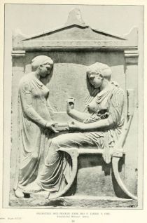054. Grabstelle der Hegeso. Ende des 5. Jahrhunderts v. Chr. Pentelischer Marmor, Athen