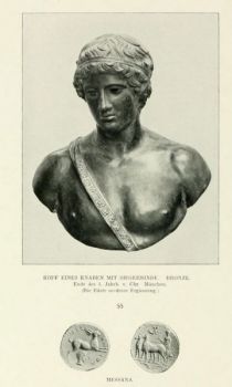 055. Kopf eines Knaben mit Siegerbinde. Bronze, Ende des 5. Jahrh. v. Chr. München. Messana