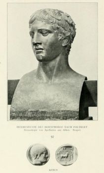 057. Hermenbüste des Doryphoros nach Polyklet. Bronzekopie von Apollonis aus Athen. Neapel. Aenus