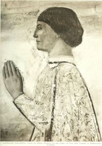 007. Sigismondo Malatesta, Tyrann von Rimini. Ausschnitt aus dem Fresko von Piero della Francesca im Malatestatempel zu Rimini
