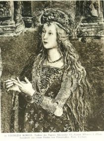 017. Lucrezia Borgia. Tochter des Papstes Alexander VI., Gattin Alfonsos I. d Este. Ausschnitt aus einem Fresko von Pinturicchio. Rom, Vatikan.