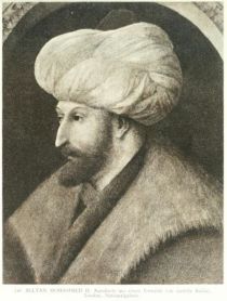 126. Sultan Mohammed II. Ausschnitt aus einem Gemälde von Gentile Bellini. London, Nationalgalerie.