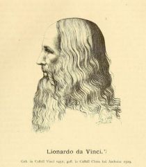 Vinci Lionardo da (1452-1519) italienischer Maler und Erfinder. Das Porträt ist nach der Zeichnung Lionardos in der Ambrosiana gefertigt