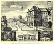 000. Rubens Haus und Garten. Nach einem Stich von Harrewyn (1692)