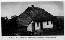 Russland, Eines der typischen Kolchos-Häusern in der Ukraine. 12 Personen und mehr müssen in diesen Hütten wohnen 1942