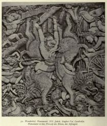 070. Wandrelief, Hanumant, 12. Jahrhundert, Angkor-Vat, Cambodja, Hanumant ist das Prinzip des Bösen, der Affengott