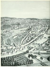 040. Zürich aus der Vogelperspektive ums Jahr 1850 links
