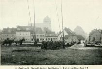 Greifswald – Marienkirche, über den Häusern der Hafenstraße längs dem Ryck