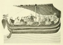Fig. 11. Schiff König Haralds auf der Tapete von Bayeux. (Nach Jubinal.)