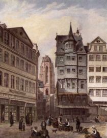 Frankfurt a.M. Blick vom Römerberg über den Altmarkt zum Domturm