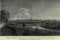 Ansicht von München vom Norden; in Vordergrund links die Freisinger Landstraße - G. Kraus 1837
