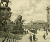 Berlin — The Old Museum (in the distance), as seen from the base of the Monument to Emperor William I. Drawn by Karl O Lynch von Town. 