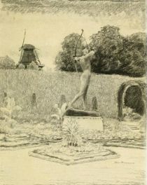 Potsdam — The Statue of the Archer and the Old Mill. Drawn by Hans Herrmann. 