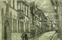 Brunswick — Old Houses in the Reichen-Strasse. Painted by Gertrude Wurmb. 