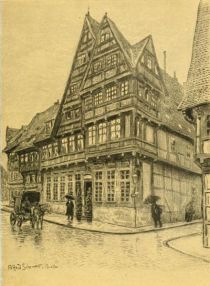 Hildesheim — „The Old-German House“. Drawn by Alfred Scherres. 