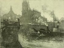 Dresden — Court Church and Castle as seen from the Elbe. Painted by Karl O Lynch von Town. 