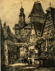 Rothenburg — The Markus Tower. Etched by O. F. Probst. 