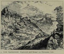 005. Große Alpenlandschaft. Kupferstich nach Bruegel von Hieronymus Cock