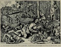 015. Der Krämer wird von den Affen geplündert. Kupferstich nach Bruegel von Peter van der Heyden. 1557