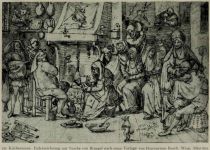 020. Küchenszene. Federzeichnung mit Tusche von Bruegel nach einer Vorlage von Hieronymus Bosch. Wien, Albertina