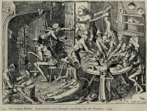 021. Die magere Küche. Kupferstich nach Bruegel von Peter van der Heyden. 1563