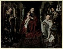 VI. The Virgin and Child, St. Donatian and St. George, and Canon G. Van der Paele, 1436 (By John van Eyck.— Town Gallery, Brugres)