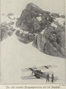 Die erste deutsche Flugzeuglandung auf der Zugspitze
