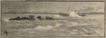 Die große Sturmflut in England 1903 - 4 Ein Dampfer im Sturm bei der fast überfluteten Miltoninsel