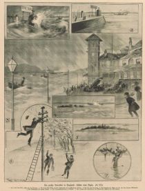 Die große Sturmflut in England 1903 - Skizzen 1-7