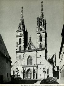 Die Schweiz 05 Basel. Das Münster aus rotem Sandstein, die ältesten Teile aus dem 12. Jahrhundertjpg