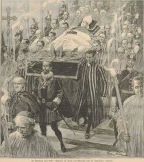 Die Beisetzung Leos XIII., Transport der Leiche vom Thronsaal nach der Peterskirche