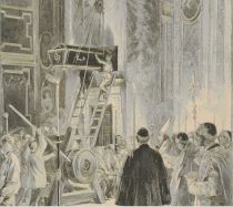 Die Beisetzung Leos XIII., Verbringung des Sarges in das provisorische Grab in der Peterskirche_