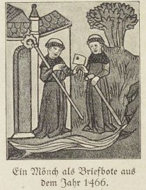 Post, ein Mönch als Briefbote aus dem Jahr 1466
