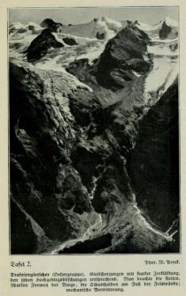 Naturgewalten im Hochgebirge Tafel 002 Trafoiergletscher, Ortlergruppe, Gletscherzungen mit starker Zerklüftung