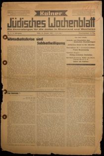 Kölner jüdisches Wochenblatt, 10. Januar 1930, Wirtschaftskriese 2
