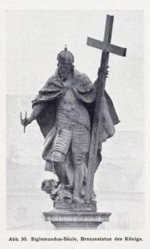 Warschau 030 Sigismundus-Säule, Bronzestatue des Königs