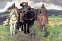 Die drei Bogatyri, ein Gemälde des bekannten russischen Malers Wasnezow
