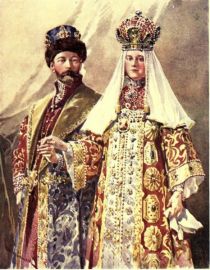 Russisches Kaiserpaar in historischen Kostümen