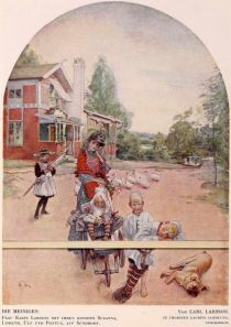 05 Die Meinigen. Frau Karin Larsson mit ihren Kindern Suzanna, Lisbeth, Ulf und Pontus, auf Sundborn. Von Carl Larsson