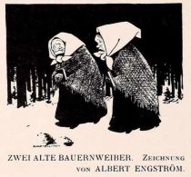 11 Zwei alte Bauernweiber. Zeichnung von Albert Engström